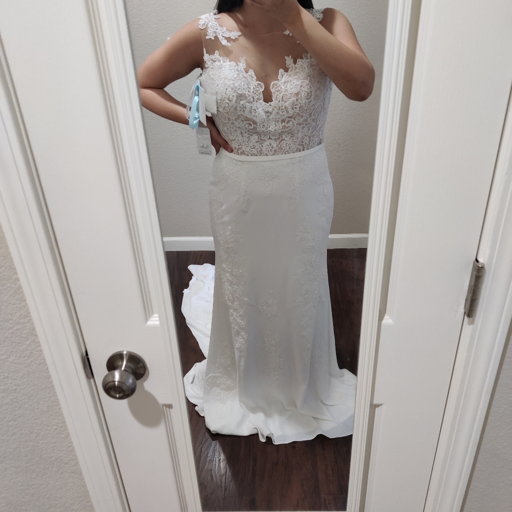 Mori Lee 5503 Sheath Crepe Lace Wedding Dress